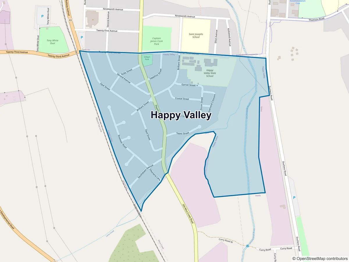 Map of Happy Valley, QLD, Australia