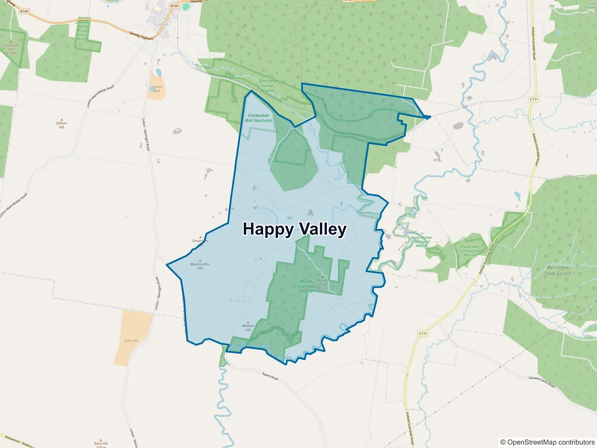 Map of Happy Valley, VIC, Australia