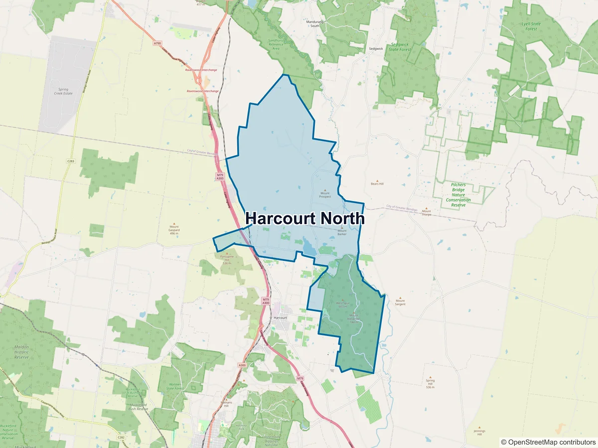 Map of Harcourt North, VIC, Australia