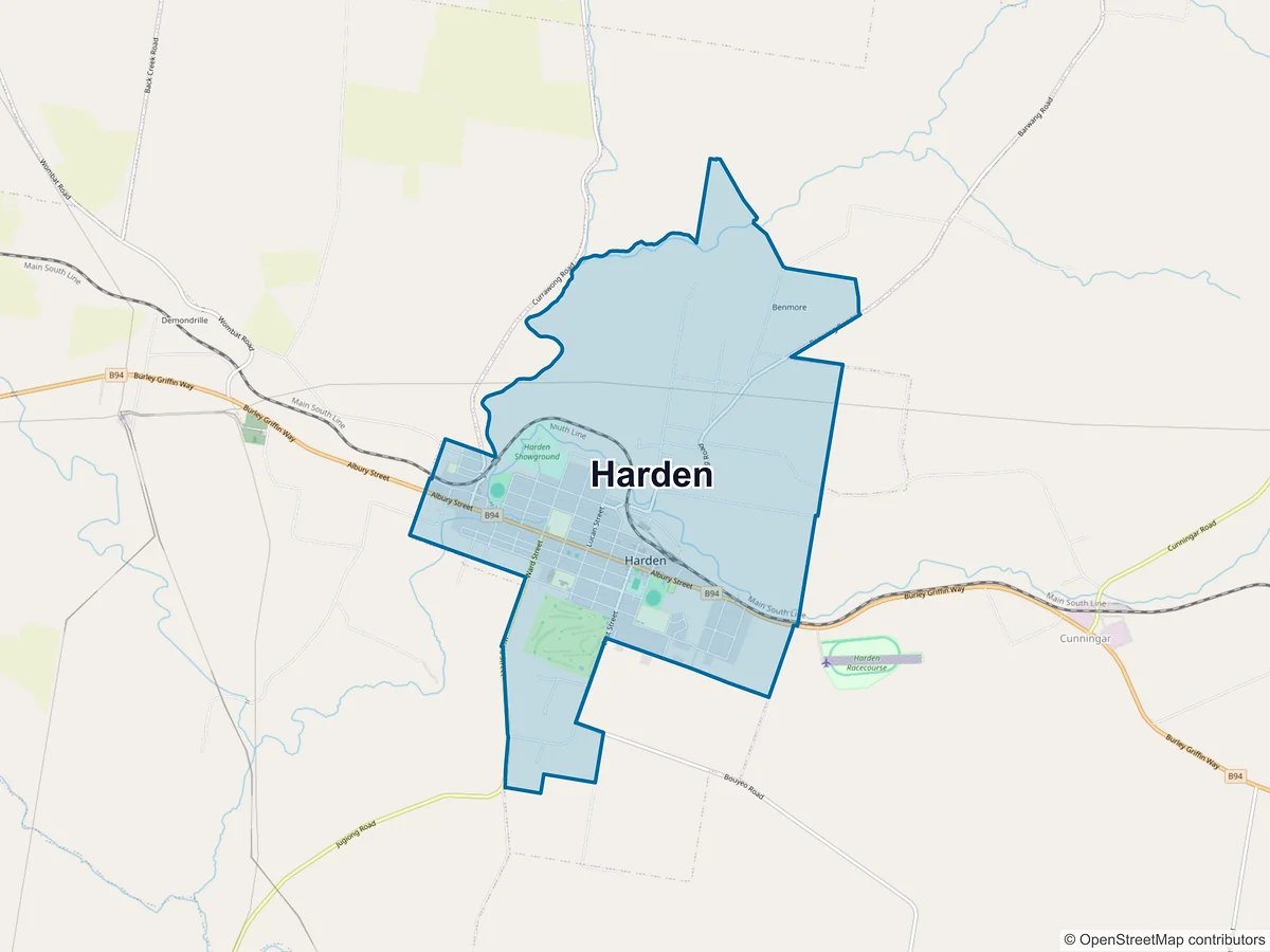 Map of Harden, NSW, Australia