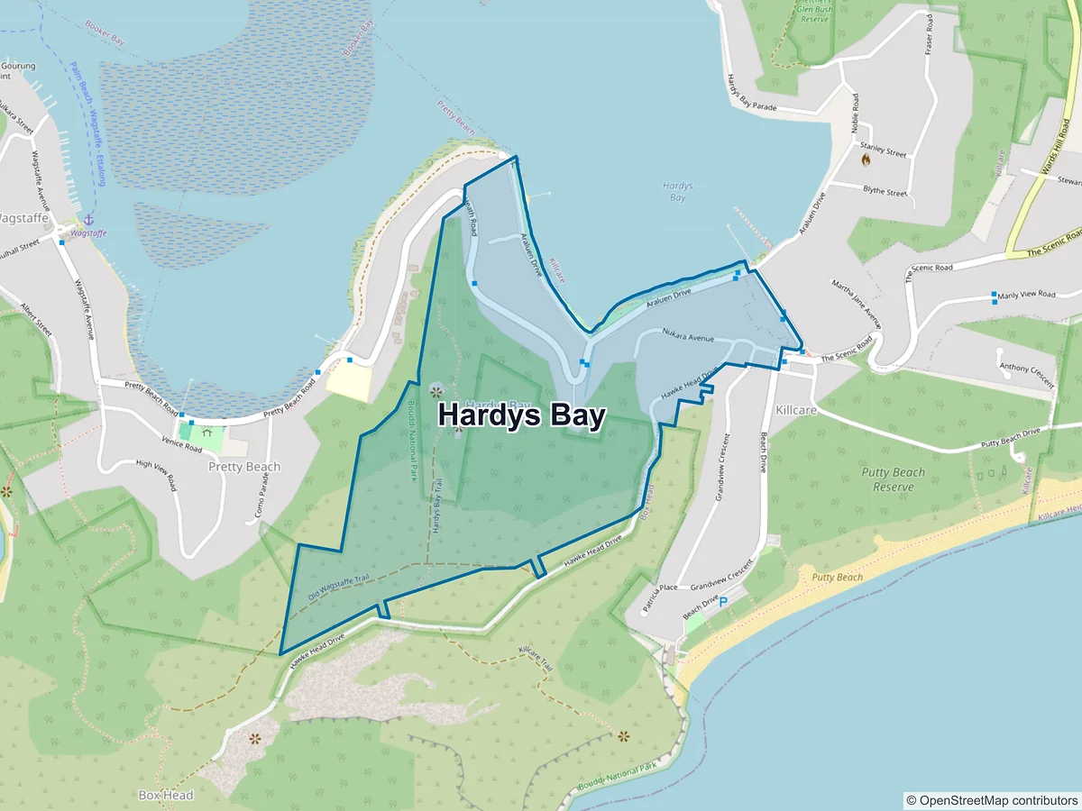 Map of Hardys Bay, NSW, Australia