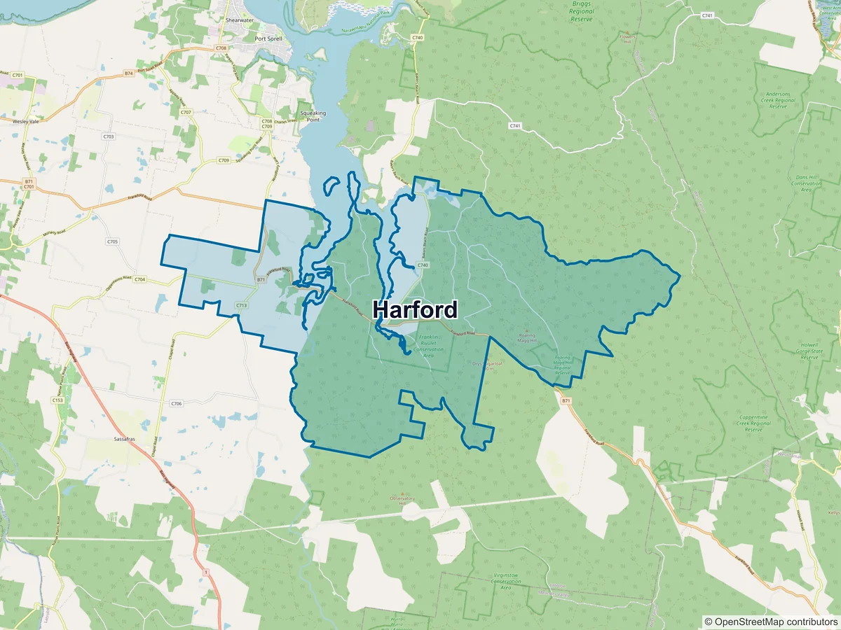 Map of Harford, TAS, Australia