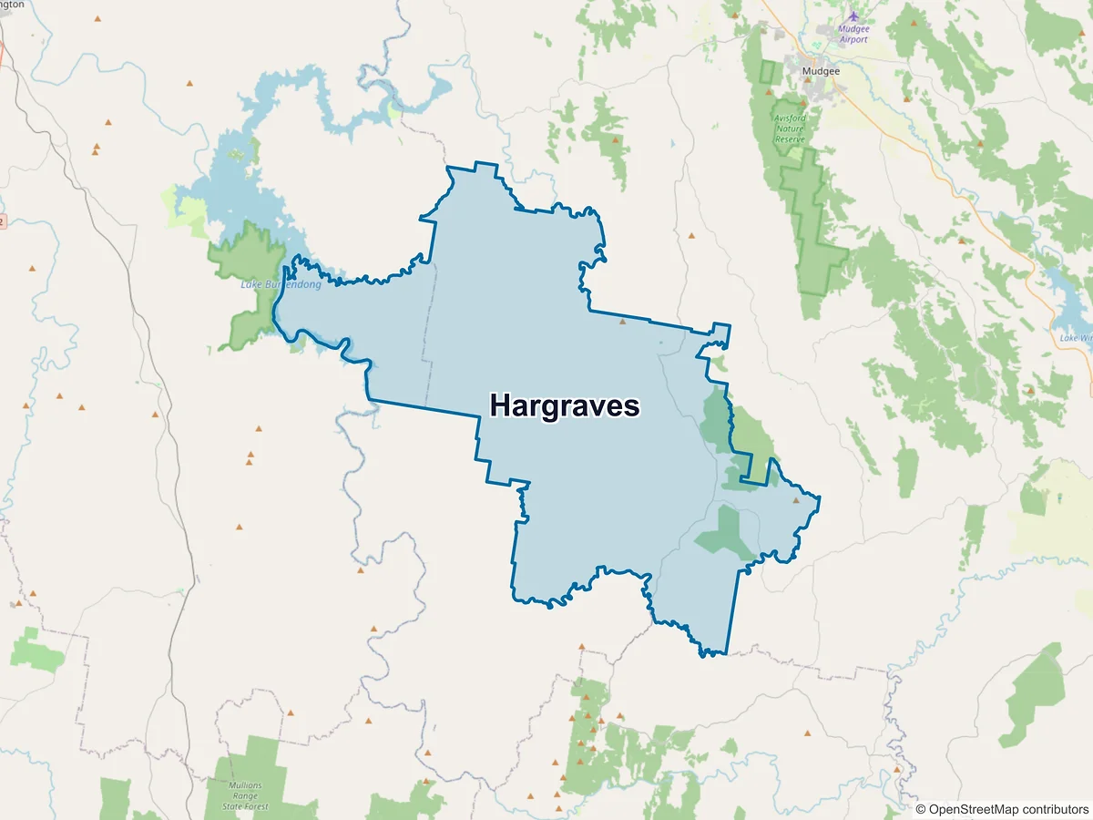 Map of Hargraves, NSW, Australia
