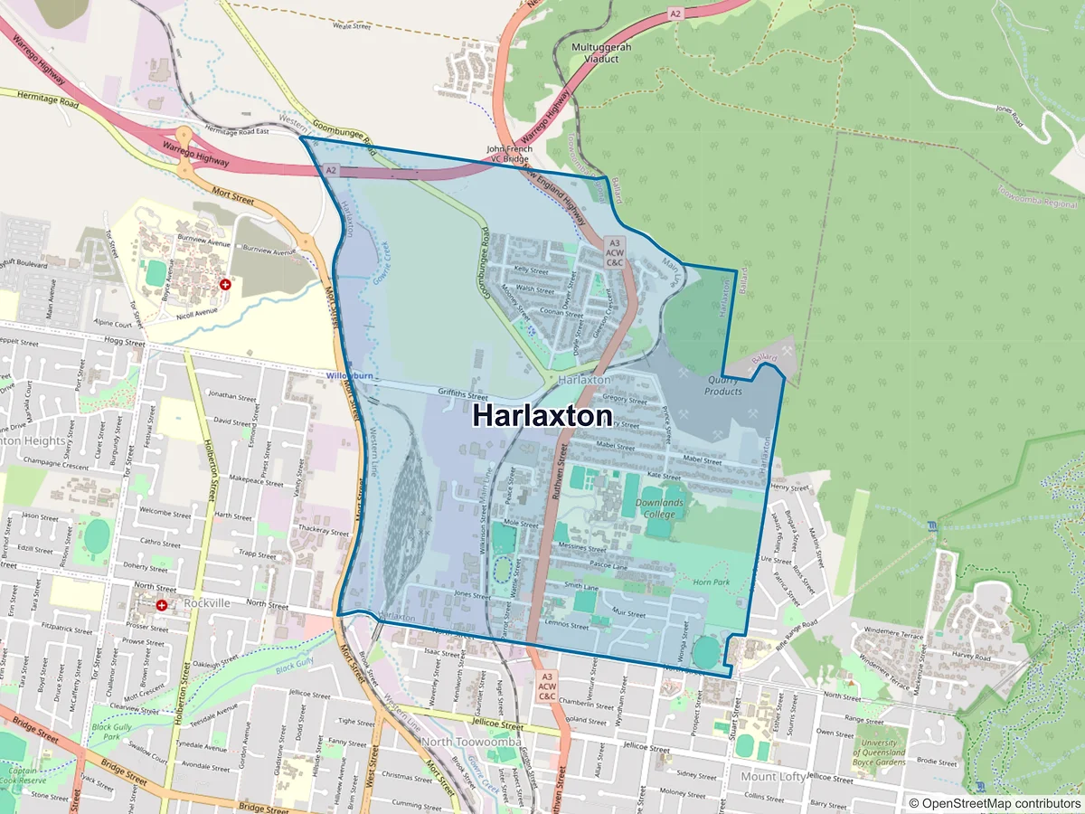 Map of Harlaxton, QLD, Australia
