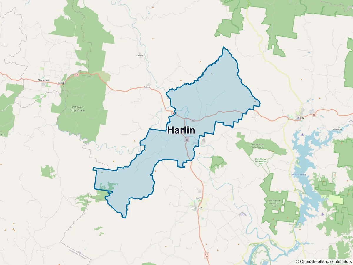 Map of Harlin, QLD, Australia