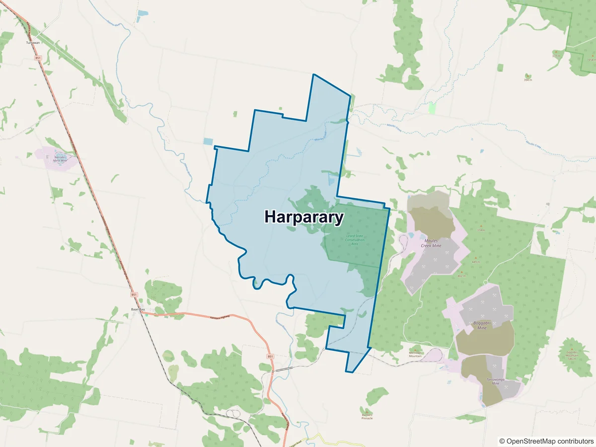 Map of Harparary, NSW, Australia