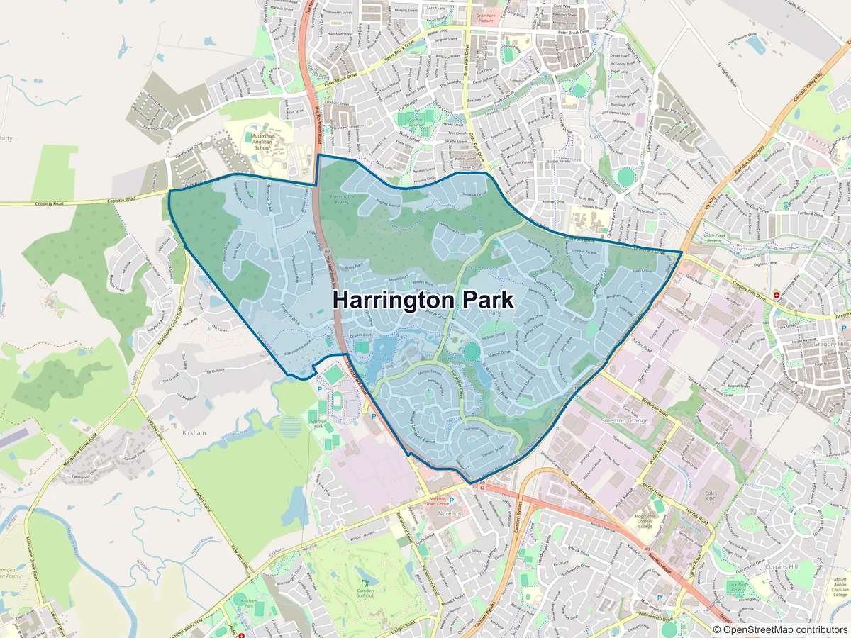 Map of Harrington Park, NSW, Australia