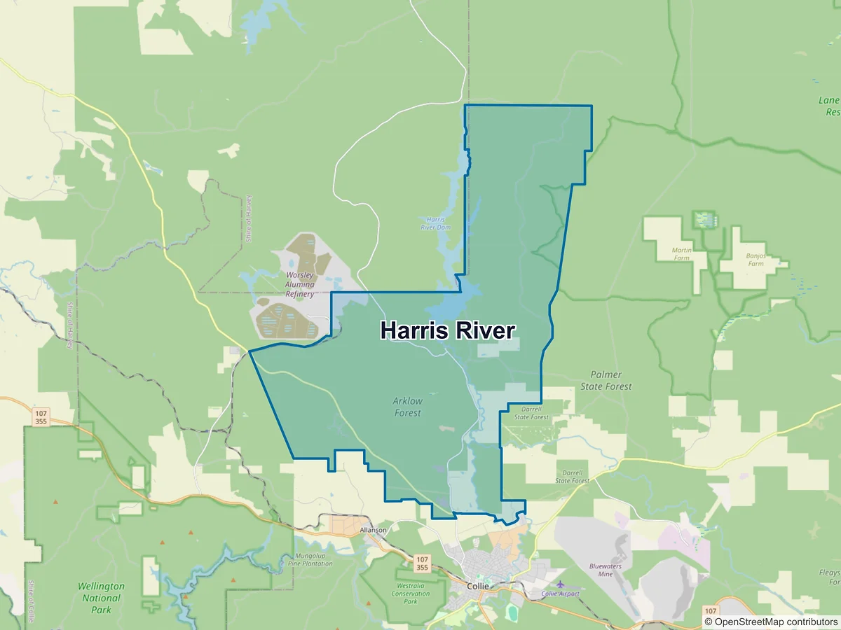 Map of Harris River, WA, Australia