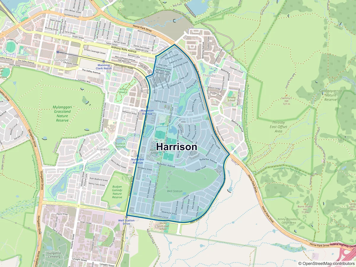 Map of Harrison, ACT, Australia