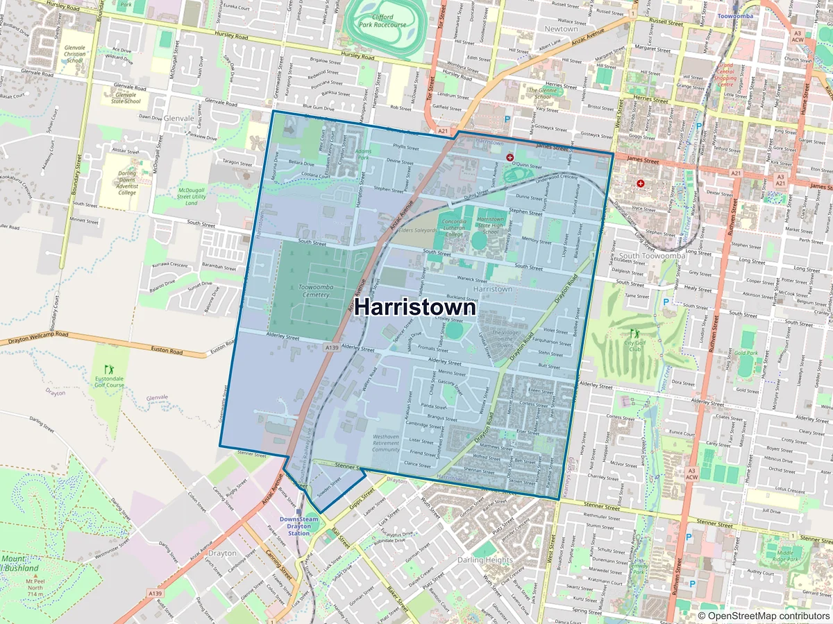 Map of Harristown, QLD, Australia