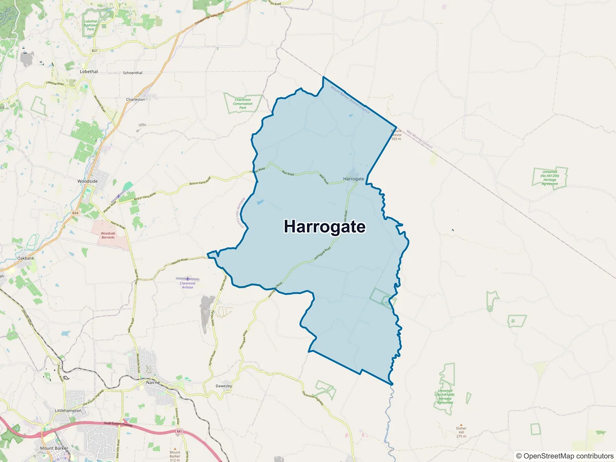 Map of Harrogate, SA, Australia