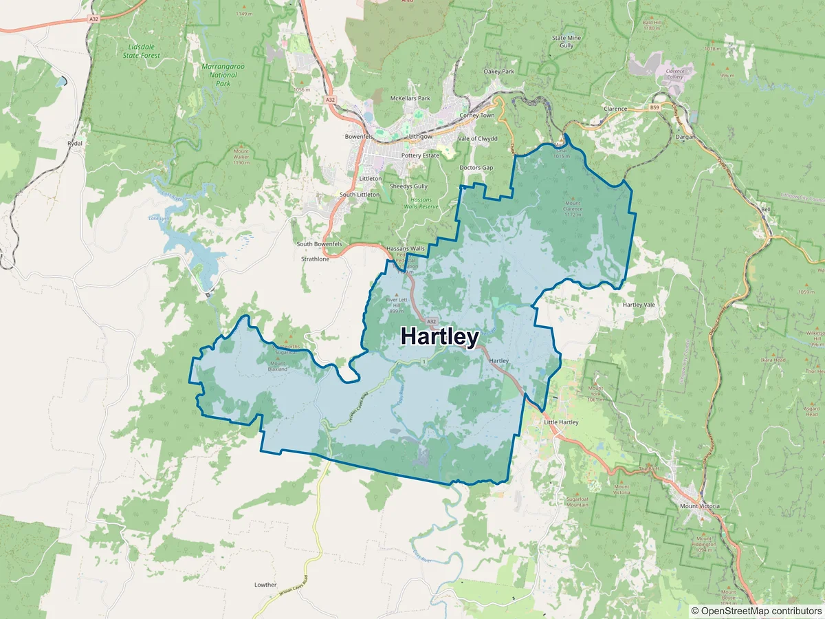 Map of Hartley, NSW, Australia