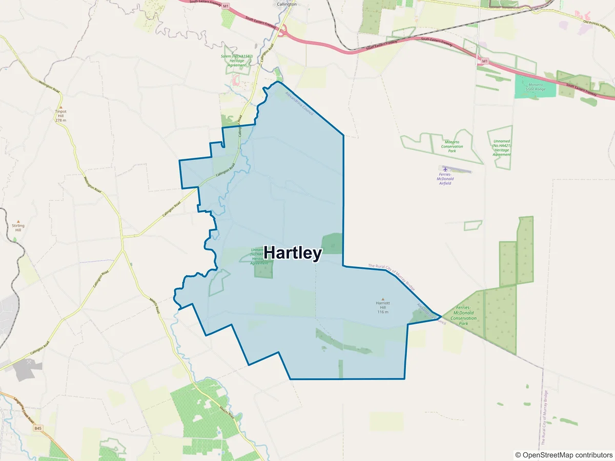 Map of Hartley, SA, Australia