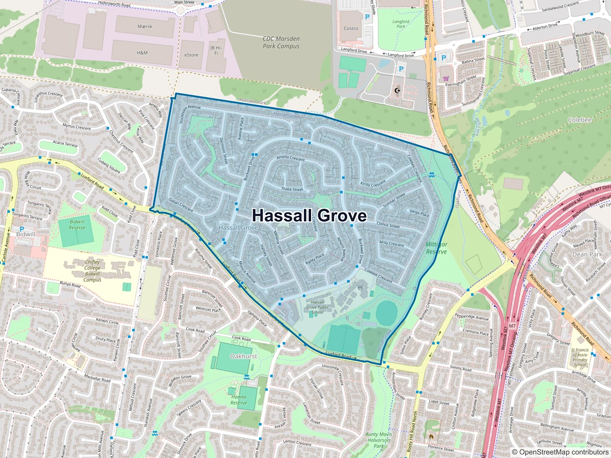 Map of Hassall Grove, NSW, Australia