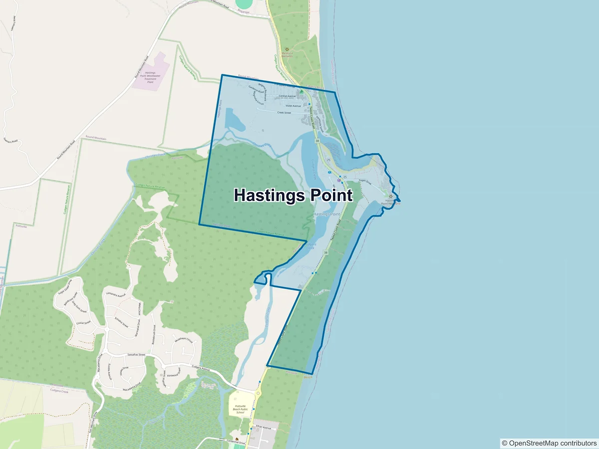 Map of Hastings Point, NSW, Australia