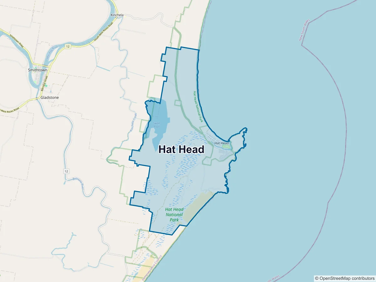Map of Hat Head, NSW, Australia