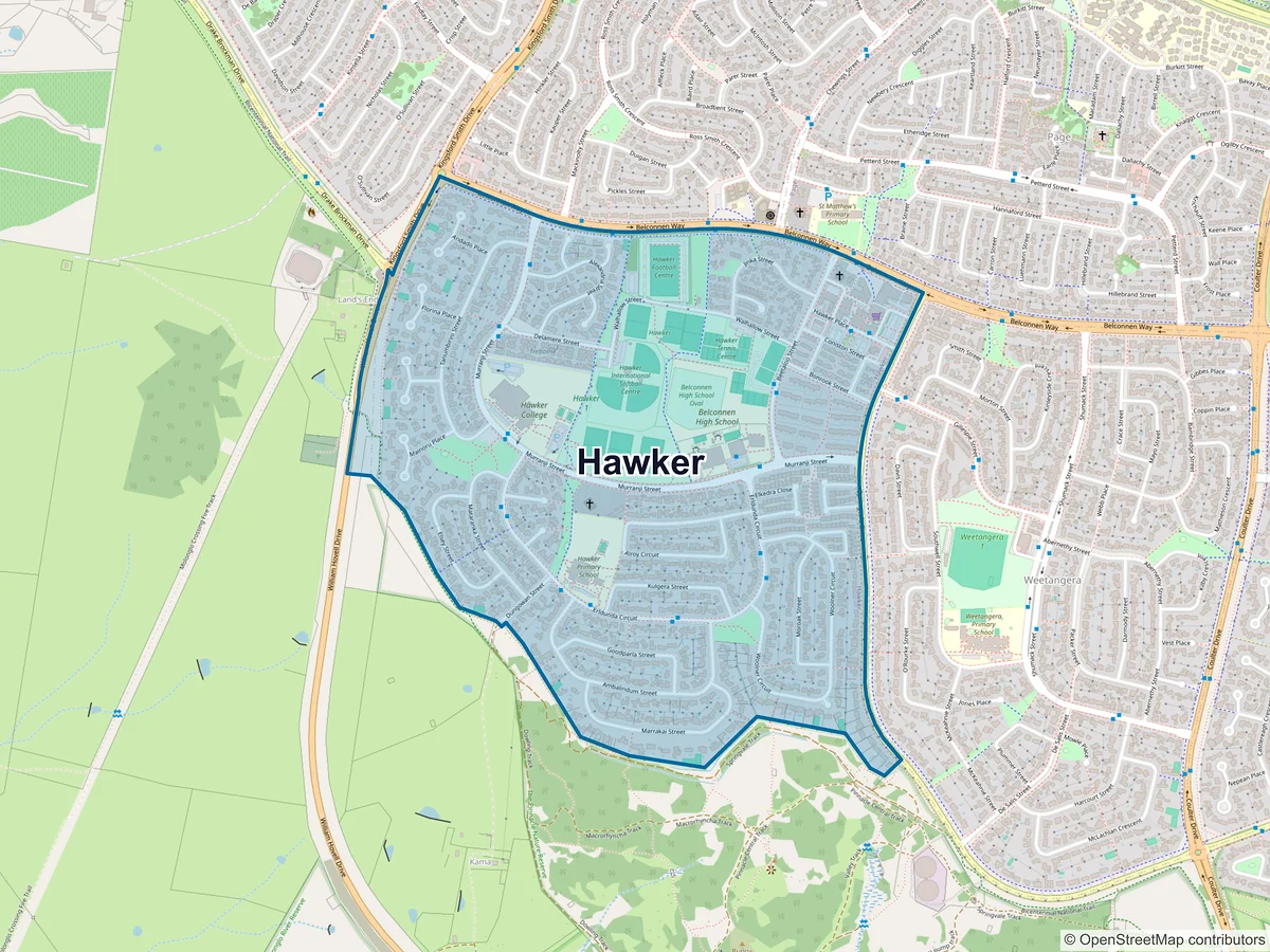 Map of Hawker, ACT, Australia