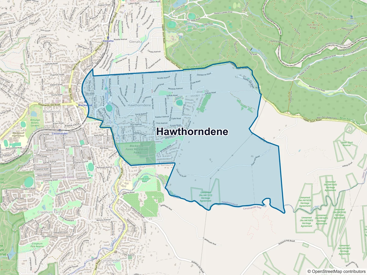 Map of Hawthorndene, SA, Australia