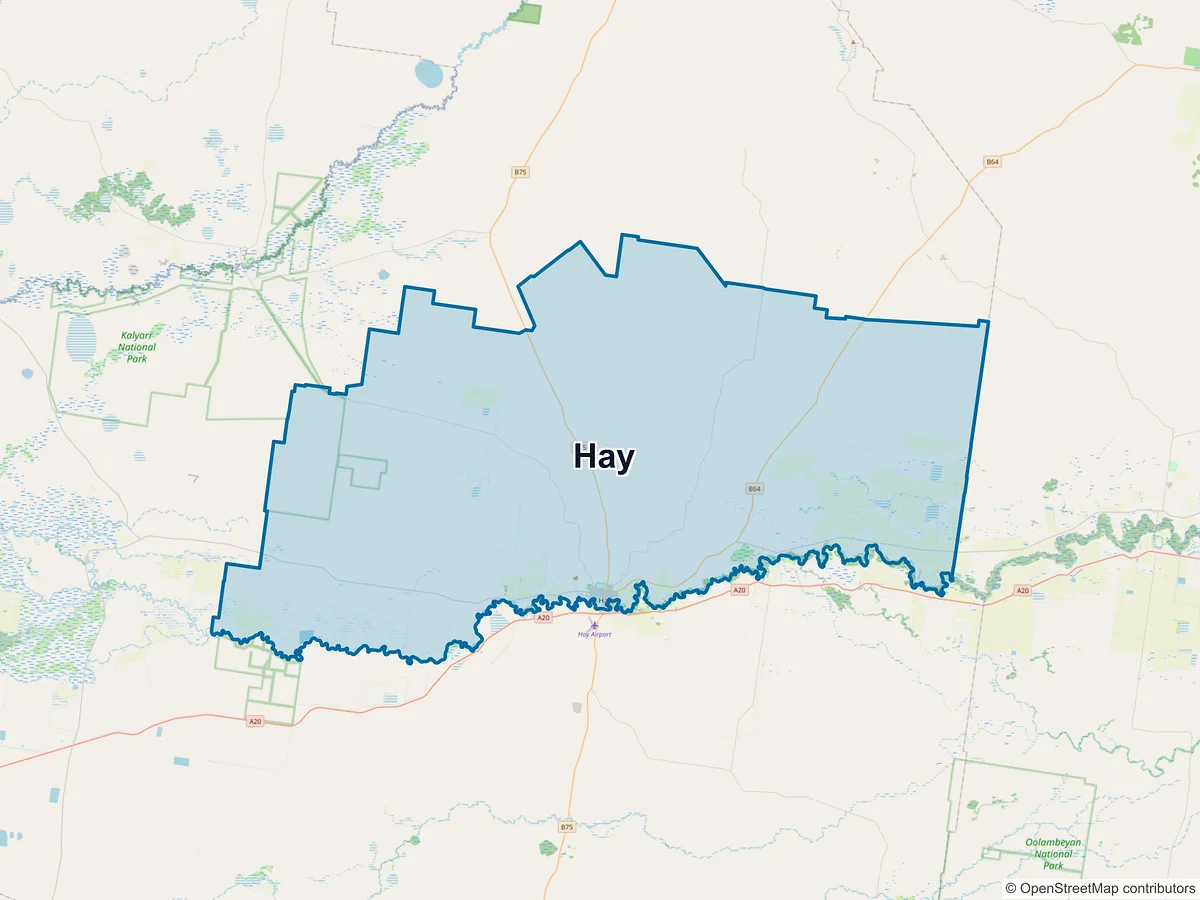 Map of Hay, NSW, Australia