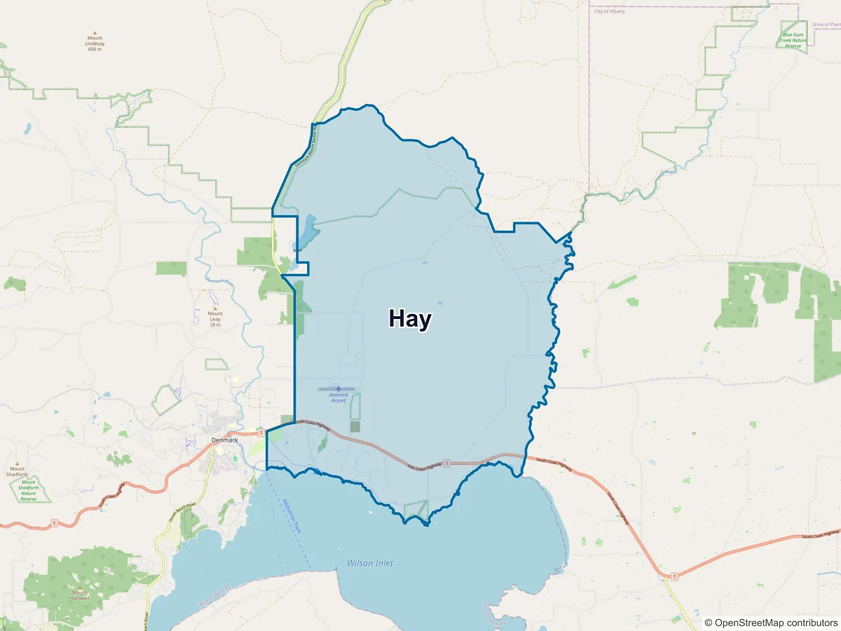 Map of Hay, WA, Australia