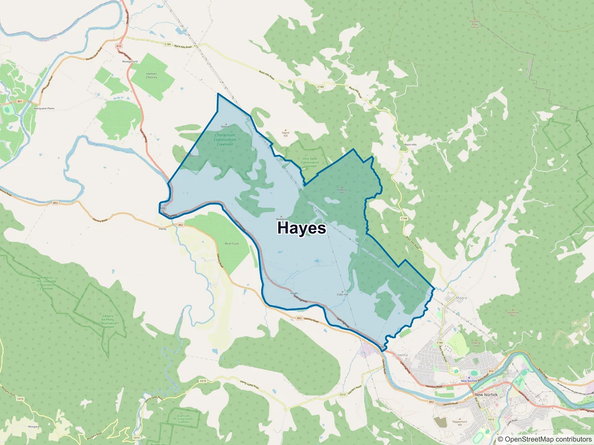 Map of Hayes, TAS, Australia