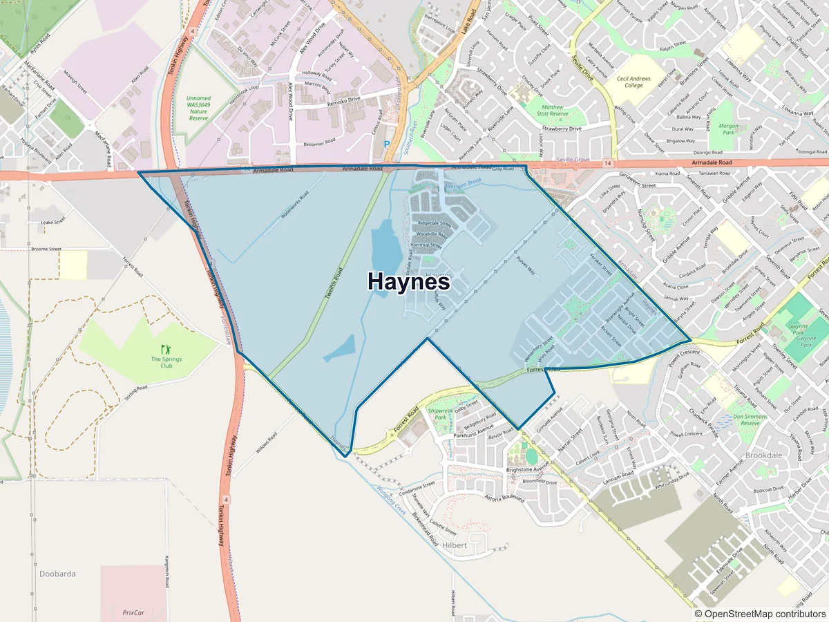 Map of Haynes, WA, Australia