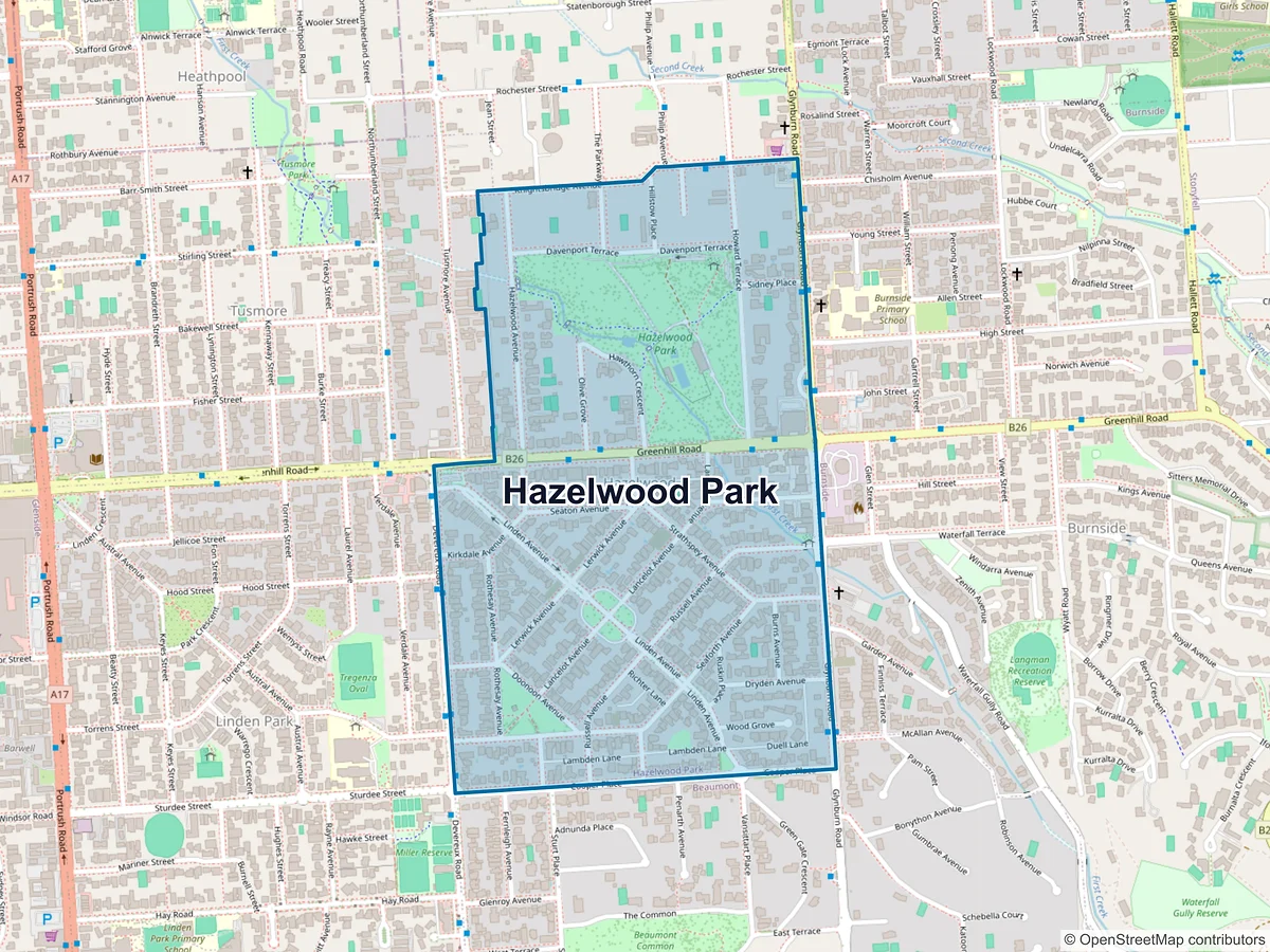 Map of Hazelwood Park, SA, Australia