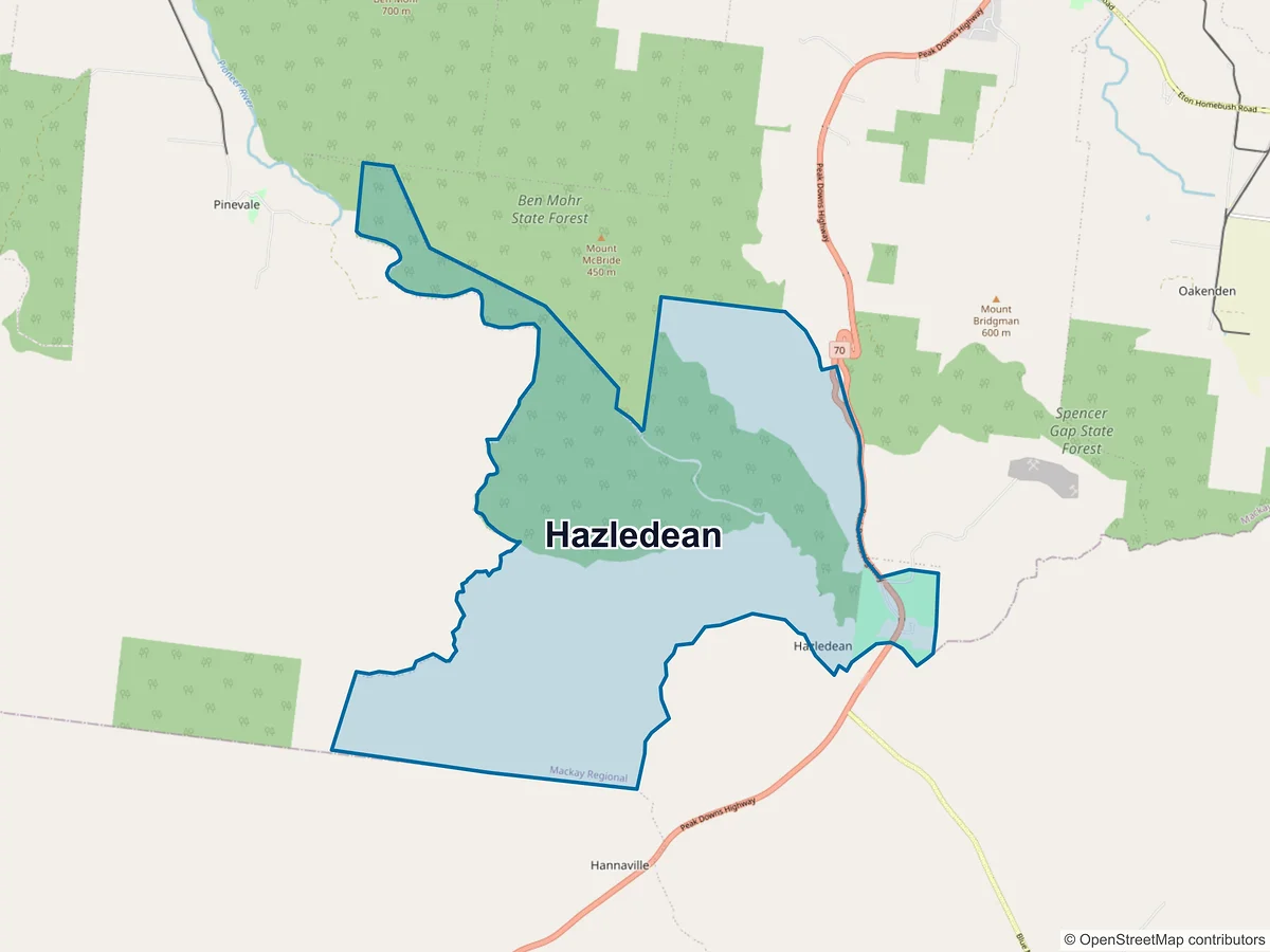 Map of Hazledean, QLD, Australia