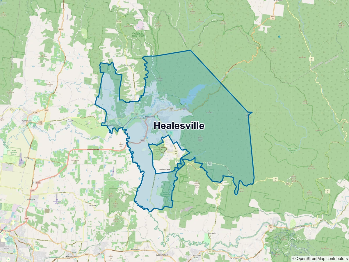 Map of Healesville, VIC, Australia