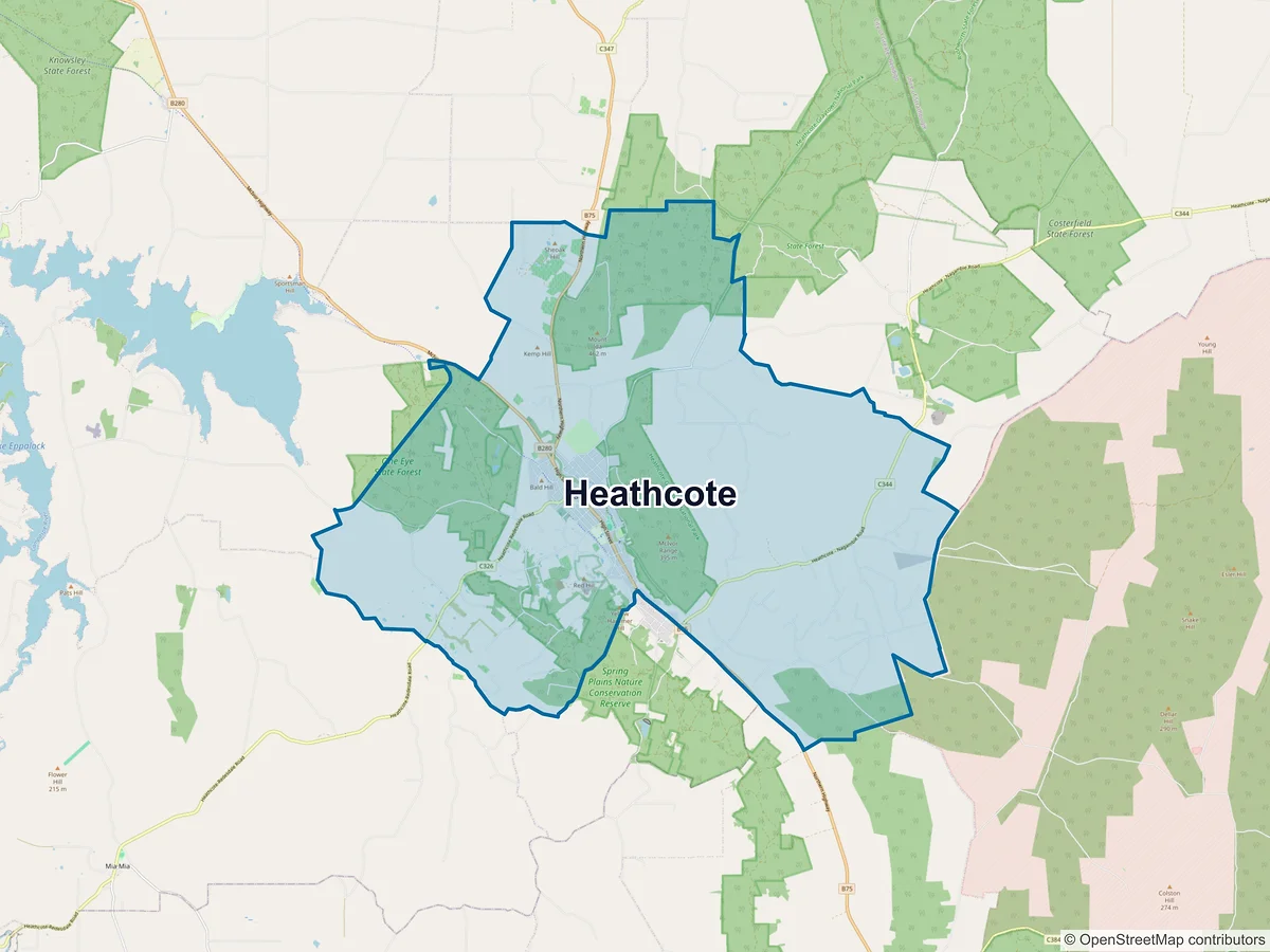 Map of Heathcote, VIC, Australia