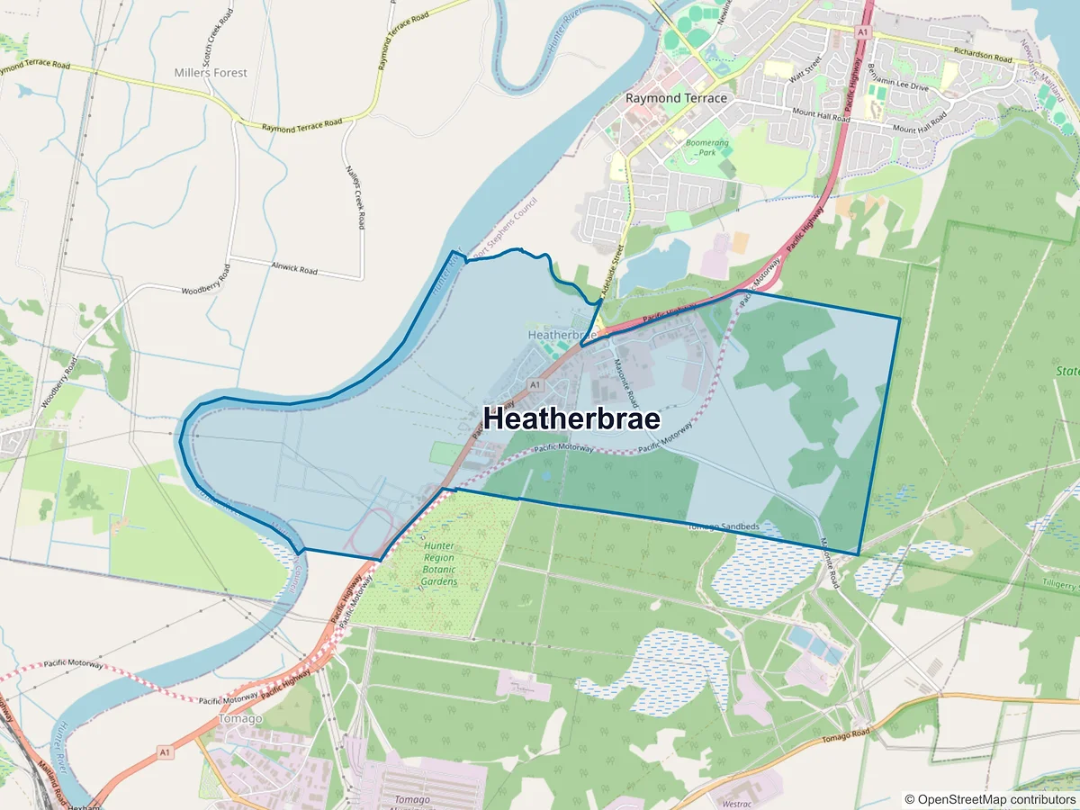 Map of Heatherbrae, NSW, Australia