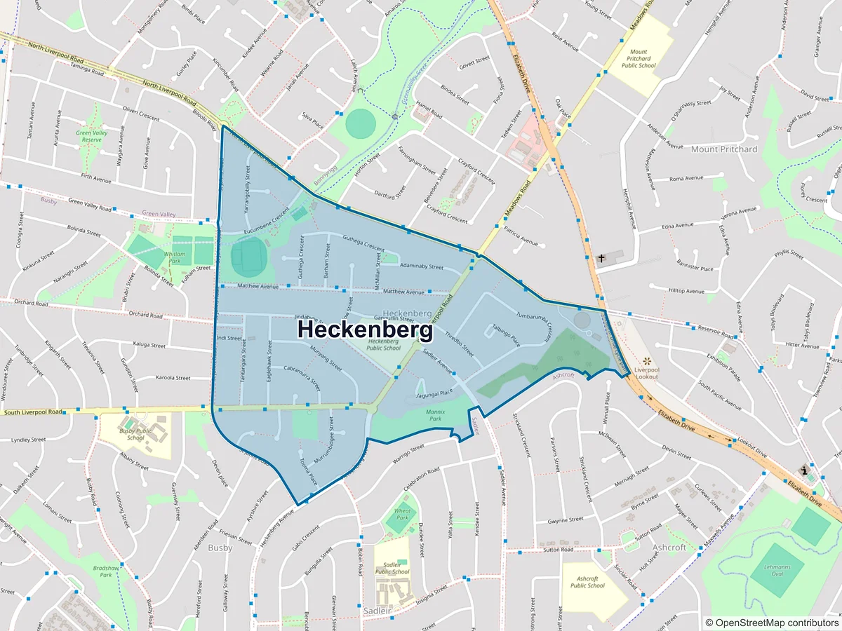 Map of Heckenberg, NSW, Australia