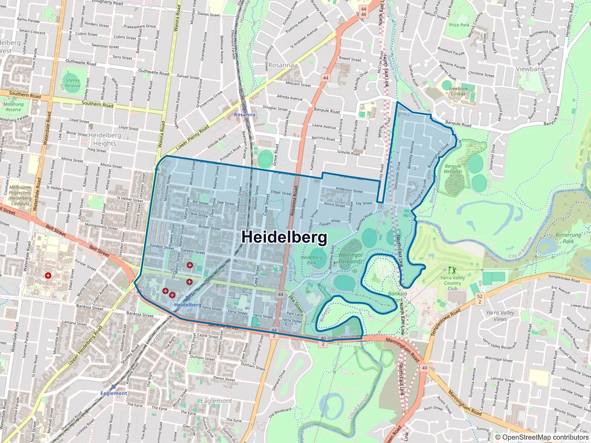 Map of Heidelberg, VIC, Australia