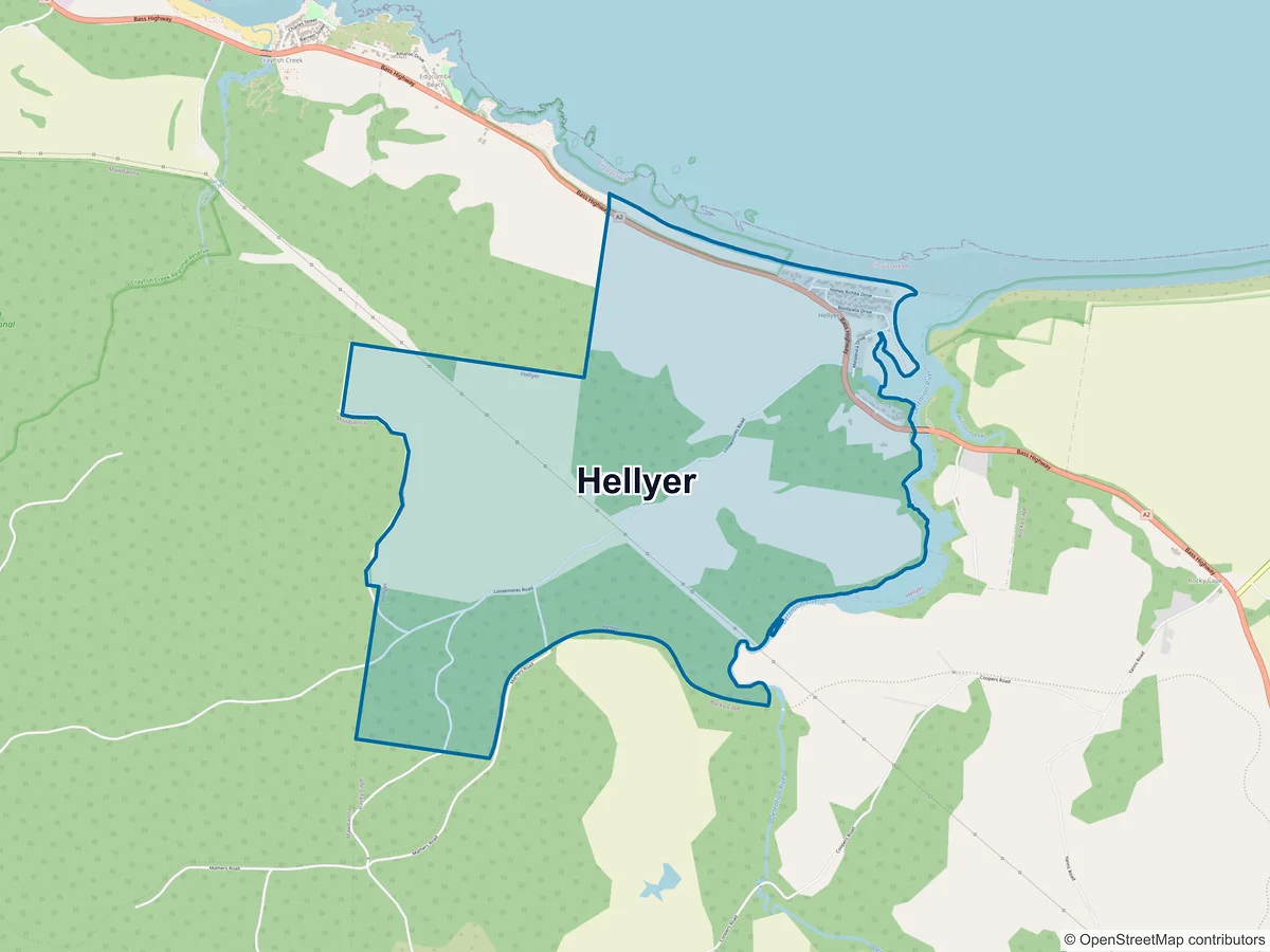 Map of Hellyer, TAS, Australia