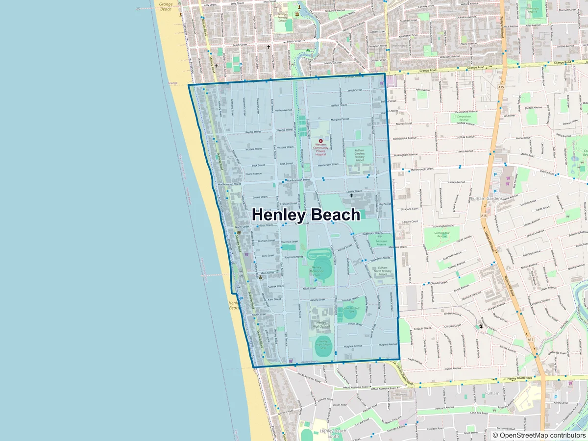 Map of Henley Beach, SA, Australia