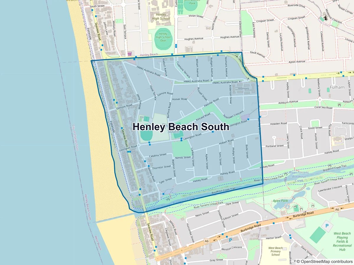 Map of Henley Beach South, SA, Australia