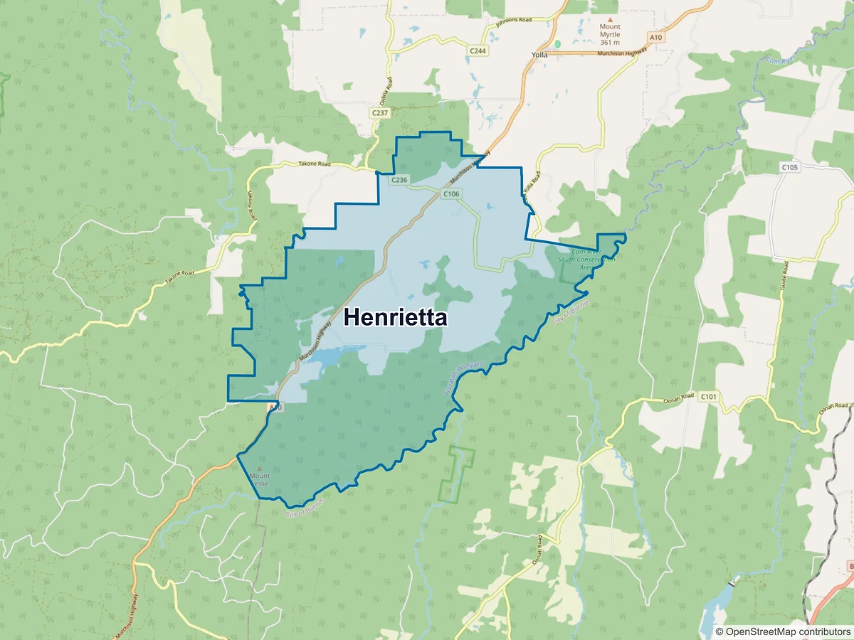 Map of Henrietta, TAS, Australia