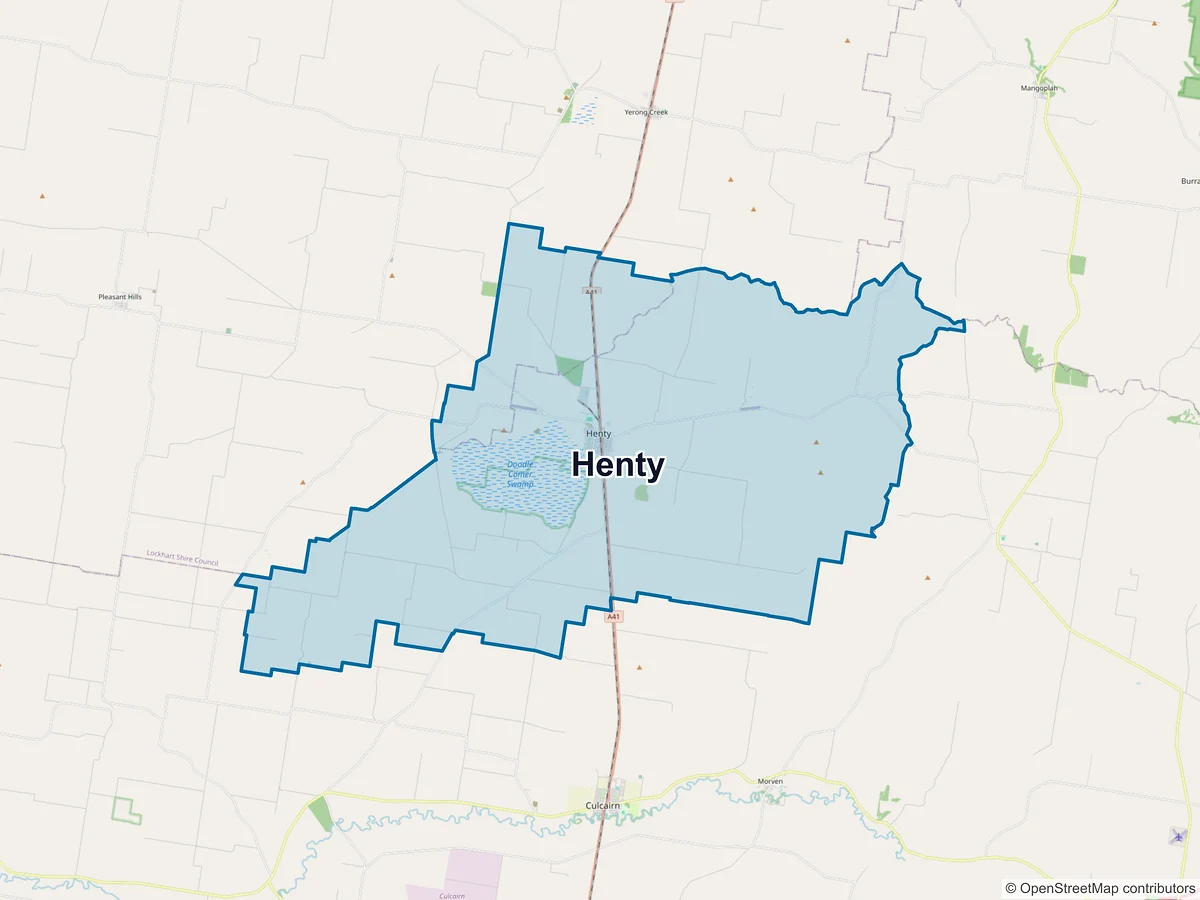 Map of Henty, NSW, Australia