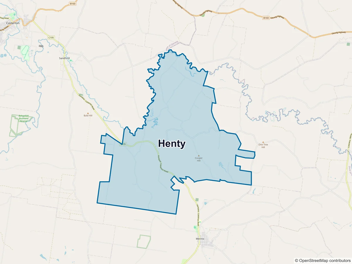 Map of Henty, VIC, Australia