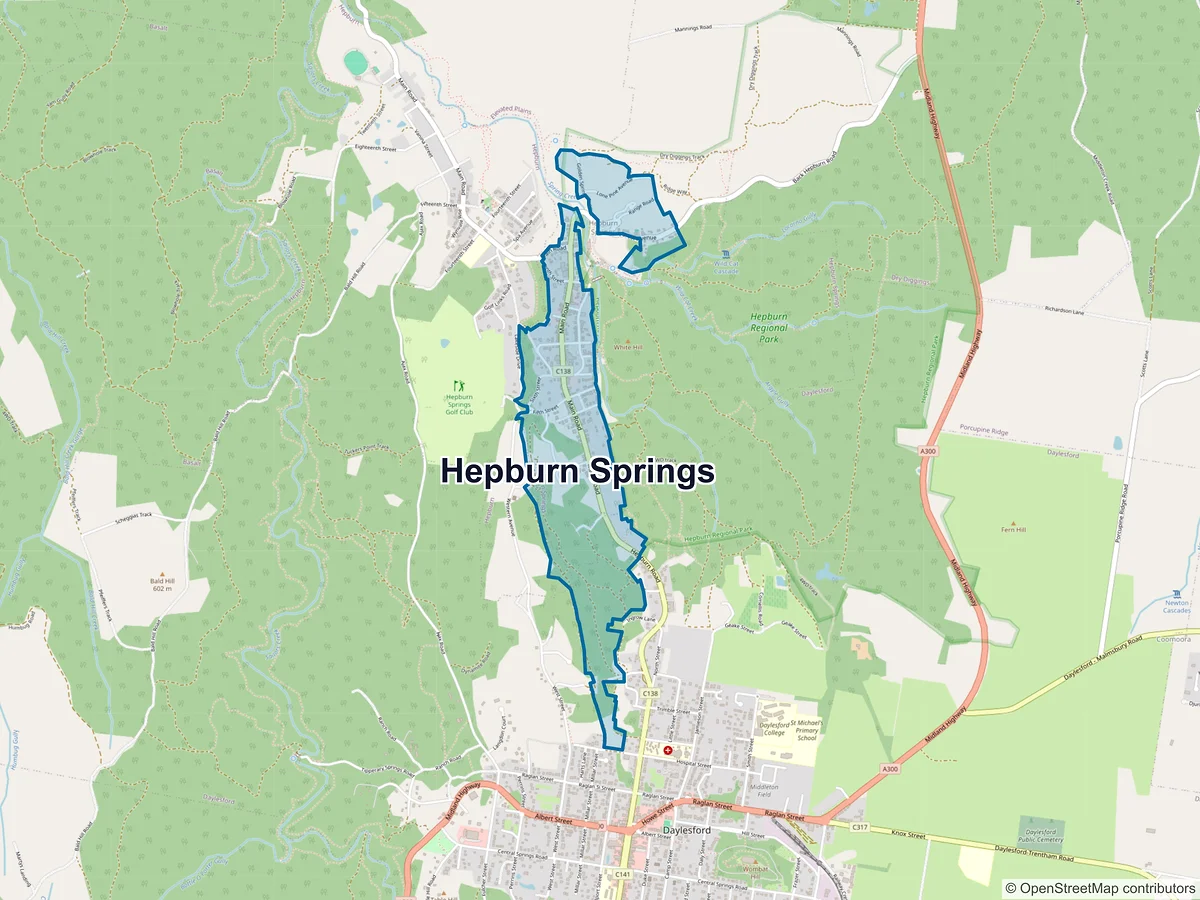 Map of Hepburn Springs, VIC, Australia