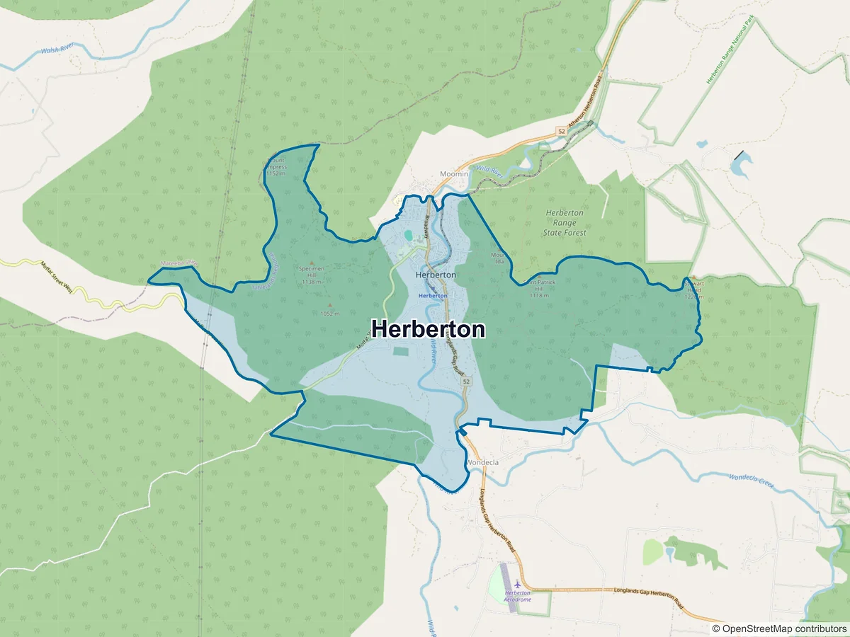 Map of Herberton, QLD, Australia