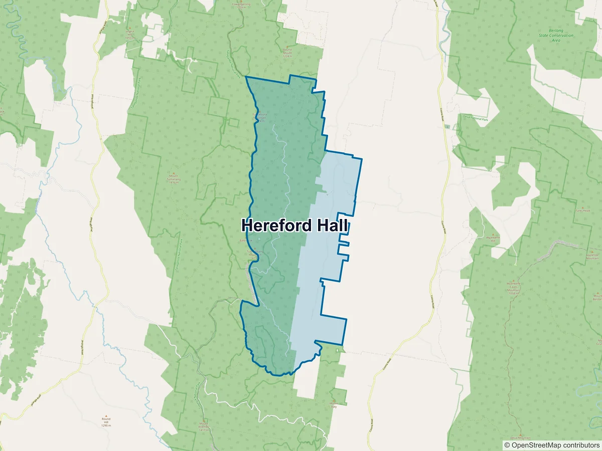 Map of Hereford Hall, NSW, Australia