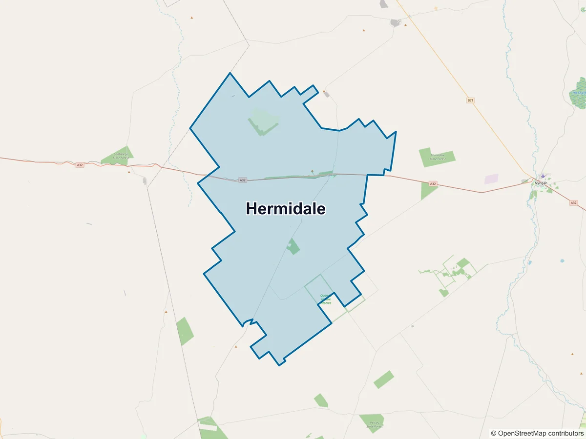 Map of Hermidale, NSW, Australia