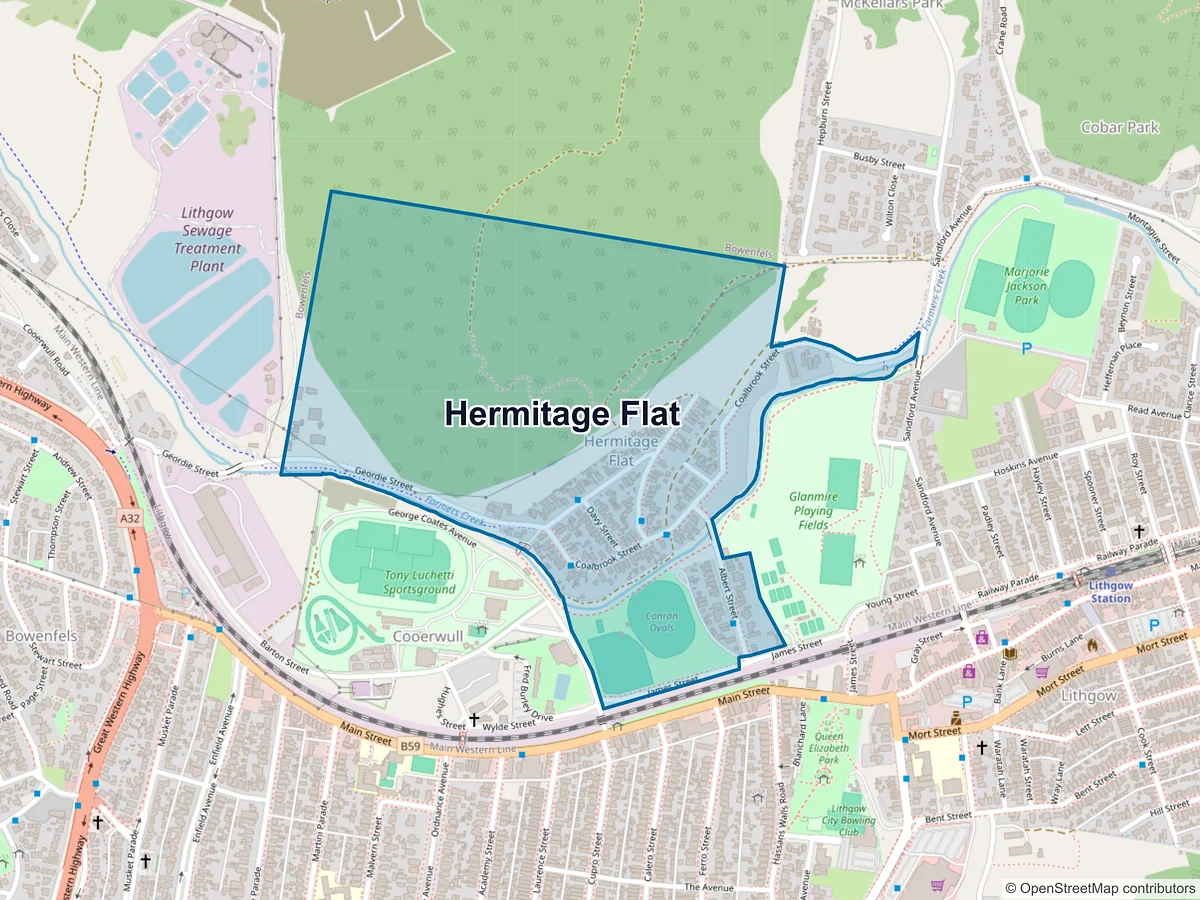 Map of Hermitage Flat, NSW, Australia