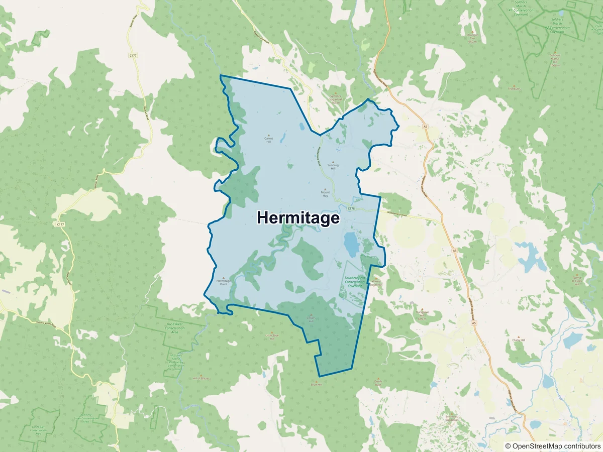 Map of Hermitage, TAS, Australia