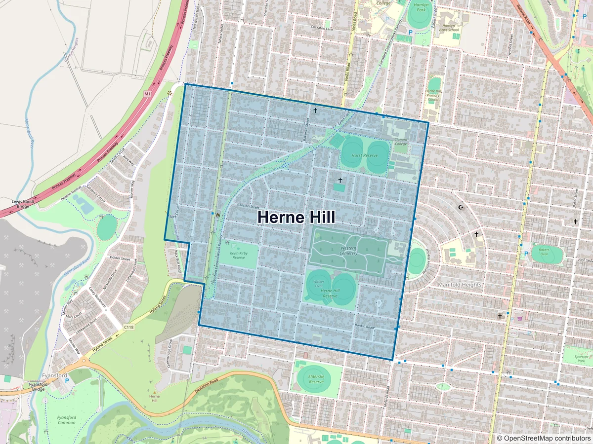 Map of Herne Hill, VIC, Australia