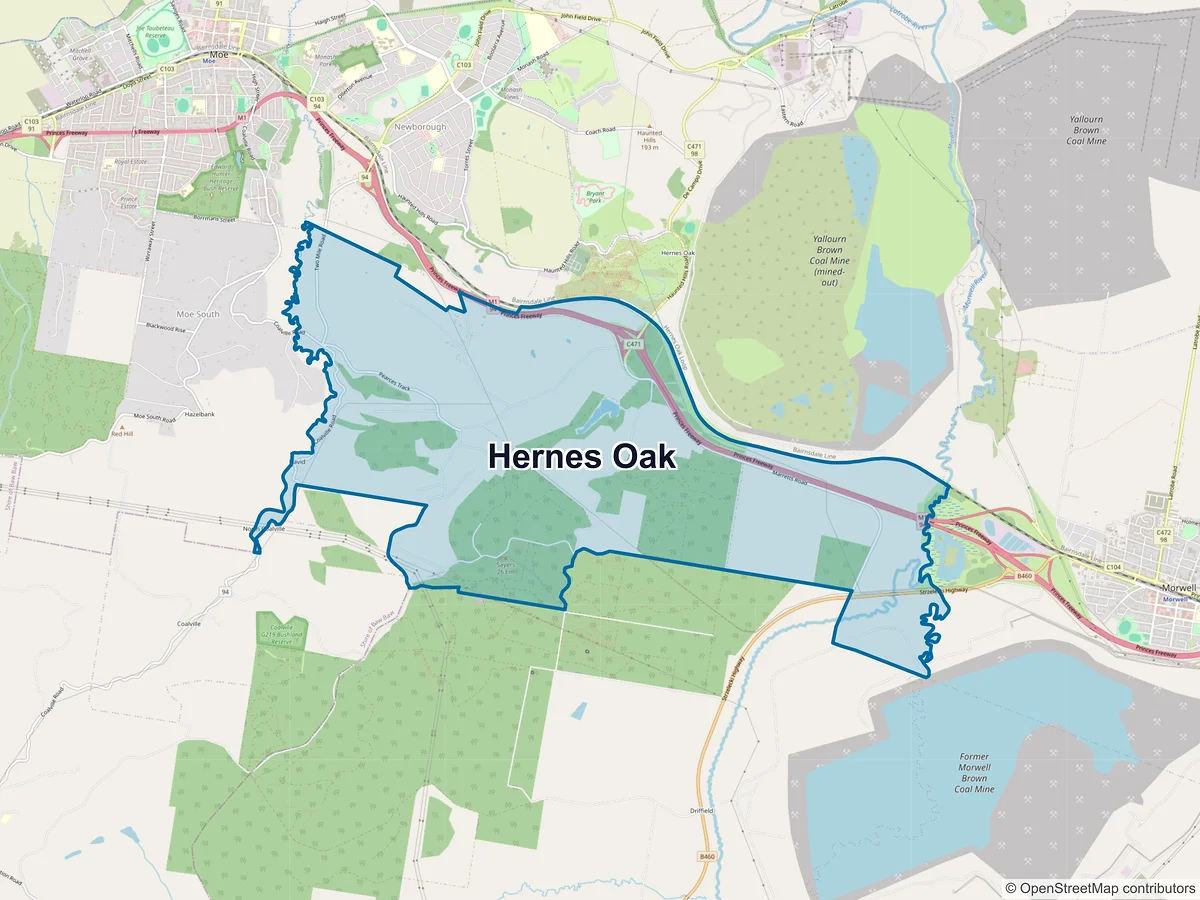 Map of Hernes Oak, VIC, Australia