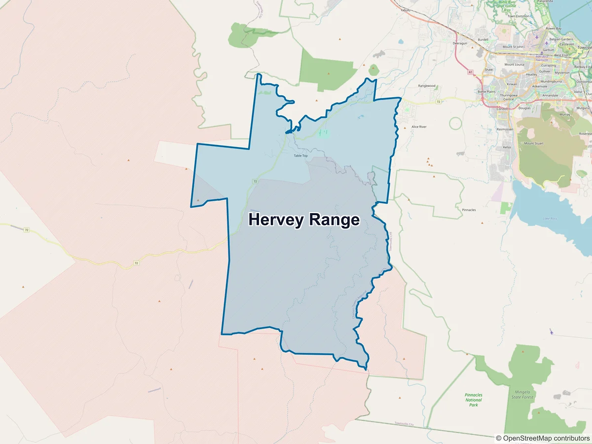 Map of Hervey Range, QLD, Australia