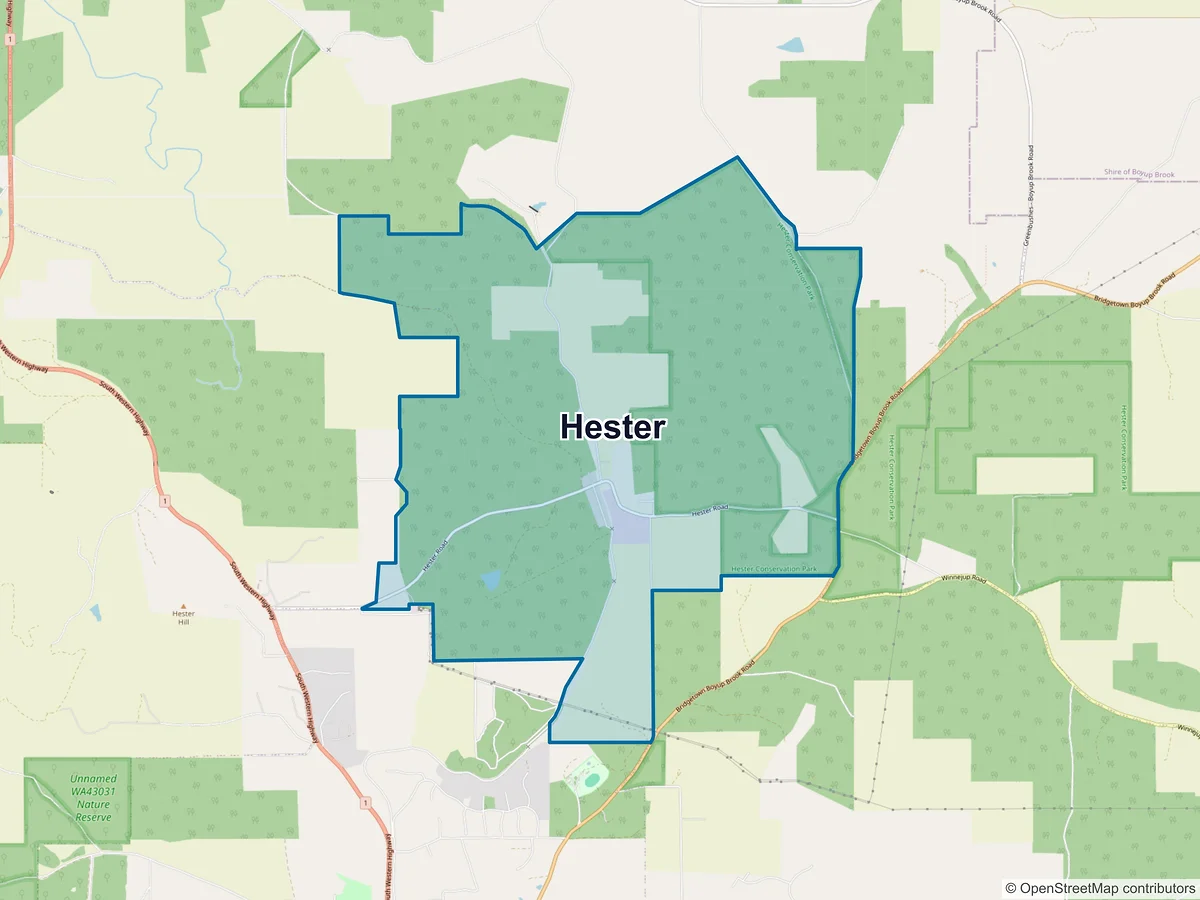Map of Hester, WA, Australia