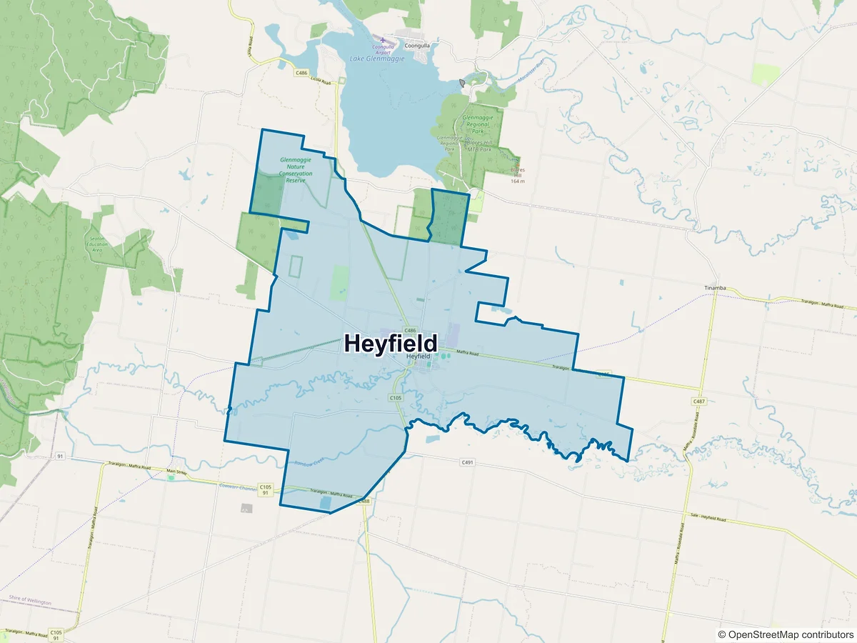 Map of Heyfield, VIC, Australia